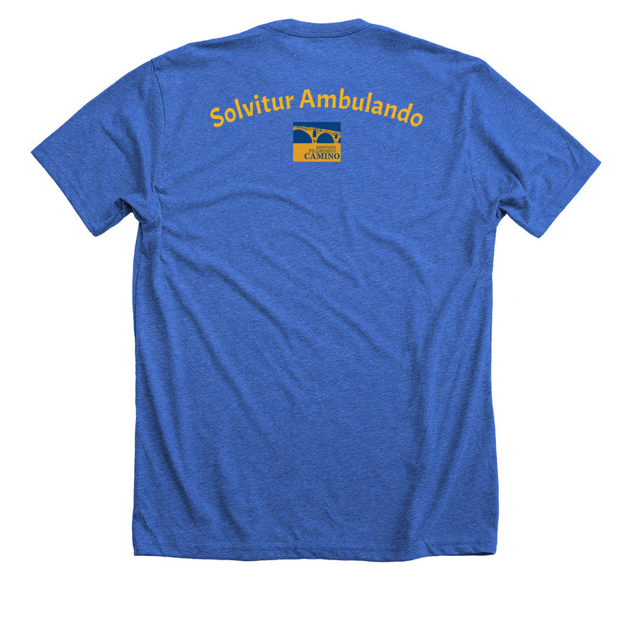 Hoosiers on the Camino chapter shirts, a Heather True Royal Premium Unisex Tee (back-view)