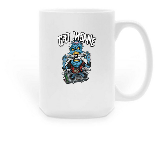 Insanity Media Mugs, a White Large Coffee Mug
