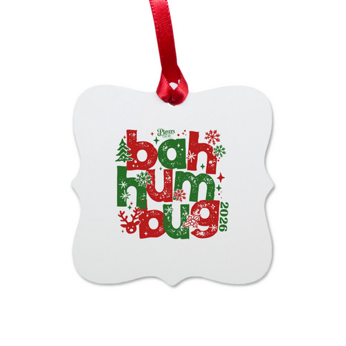 A Christmas Carol Ornament, a White Aluminum Square Ornament