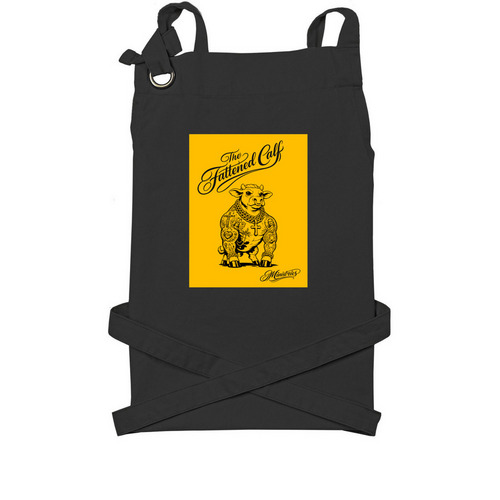 tatted calf apron, a Black Cotton Canvas Pocket Apron
