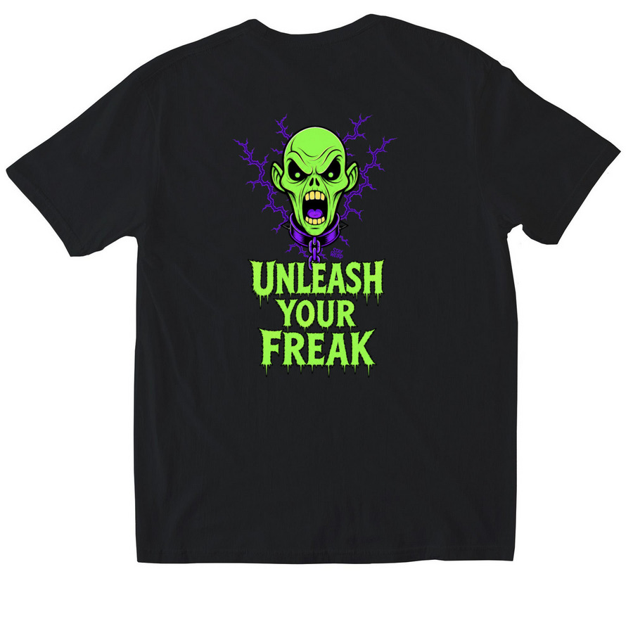 Unleash Your Freak, a Black Softstyle Cotton Tee (back-view)