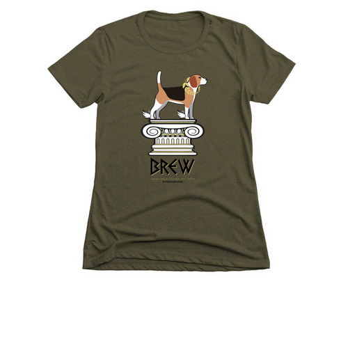 Greek Hero Dog - Front Design, a Military Green Women's Slim Fit Tee