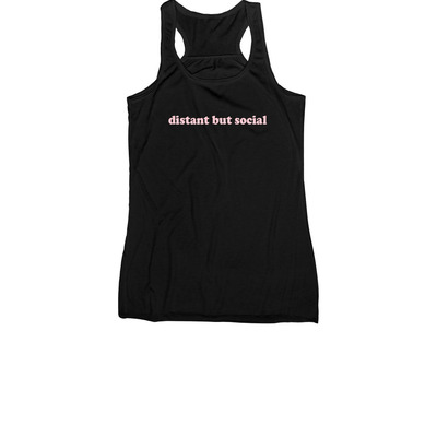 "distant but social" Racerback Tank&nbsp;, a Black Women's Racerback