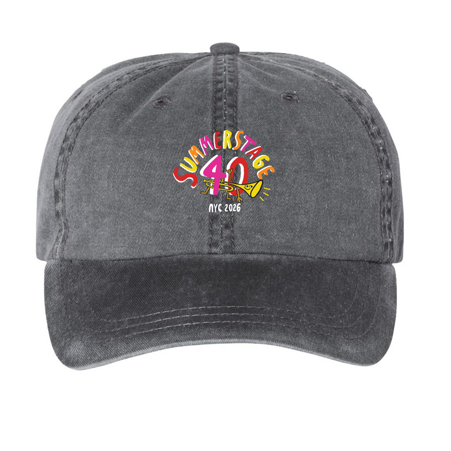 SummerStage Cap, a Black Printed Pigment Dye Baseball Cap