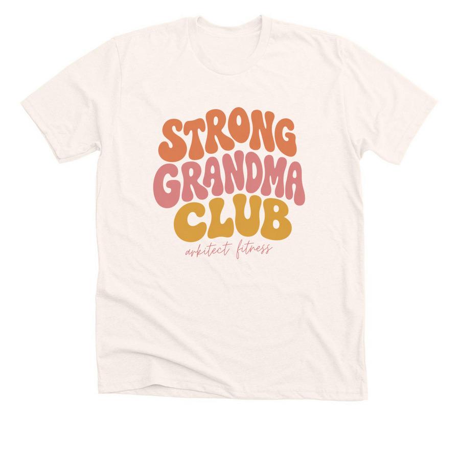 Strong Grandma Club, a Heather Natural Premium Unisex Tee