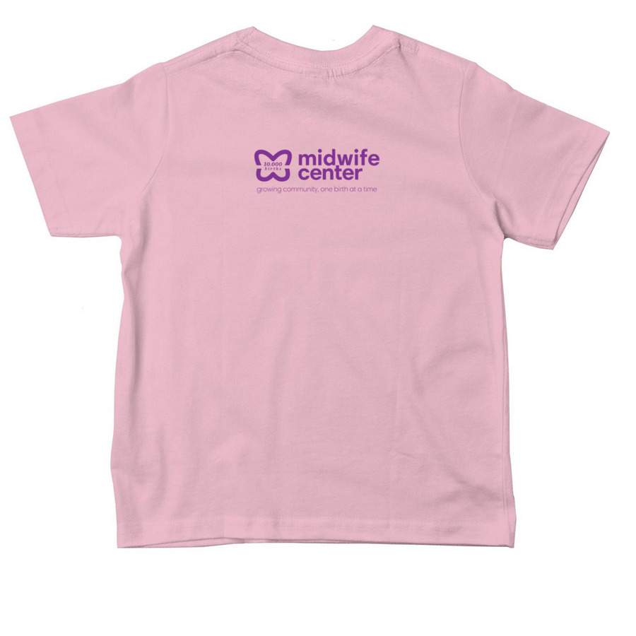 A midwife helped me out (Toddler), a Pink Toddler Tee (back-view)