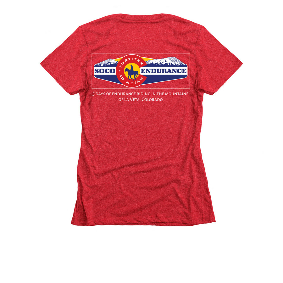 Spanish Peaks!, a Red Women's Slim Fit Tee (back-view)