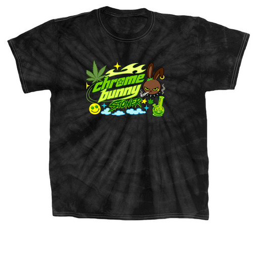 Chrome Bunny: Wake & Bake, a Black Classic Tie Dye Tee