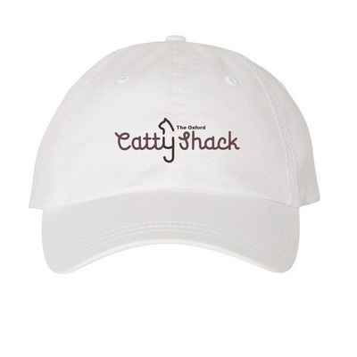 The Oxford Catty Shack - Baseball Hat, a White Printed Pigment Dye Baseball Cap