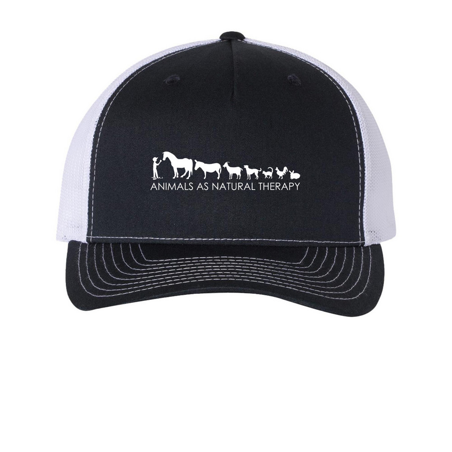 ANT Trucker Hats, a Navy/ White Printed Five-Panel Trucker Cap