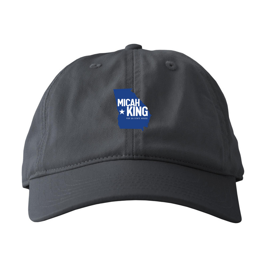 Micah King Blue Logo Baseball Hat, a Charcoal Printed Eco Baseball Cap