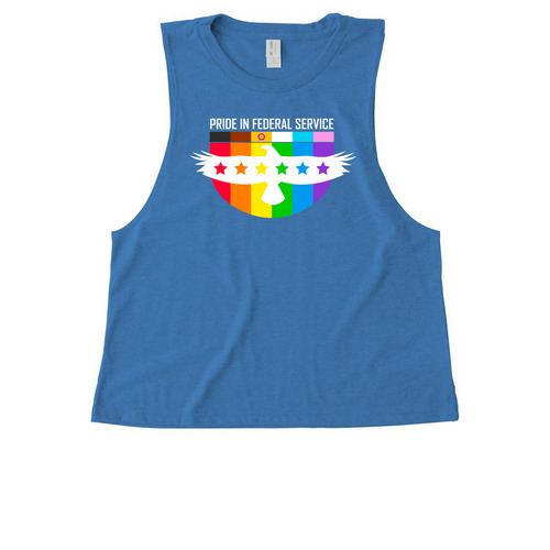 PFS - White Logo, a Azure Blue Allmade Eco Triblend Women?s Muscle Tank