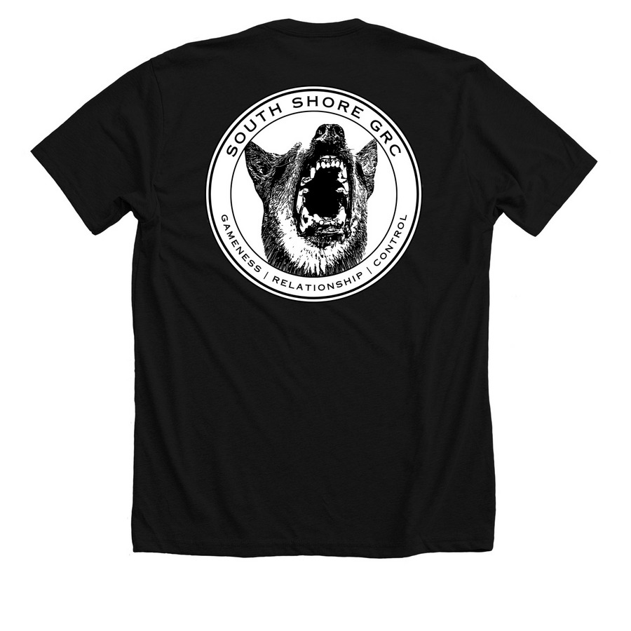 SSGRC | WHITE, a Solid Black Blend Premium Unisex Tee (back-view)