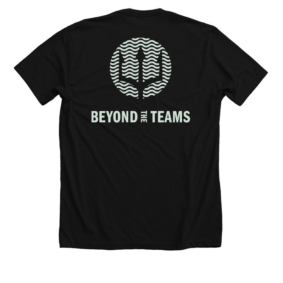 BTT Silver logo, a Solid Black Blend Premium Unisex Tee (back-view)