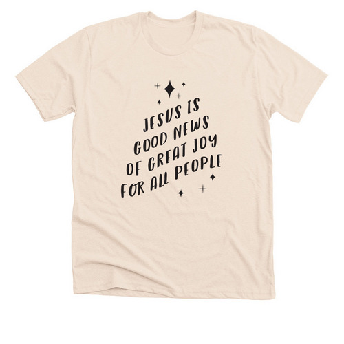 Good News - Black Ink, a Heather Soft Cream Premium Unisex Tee