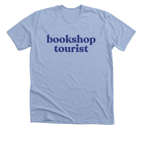 Iowa Indie Bookshop Tour '26 Bookshop Tourist, a Heather Baby Blue Premium Unisex Tee