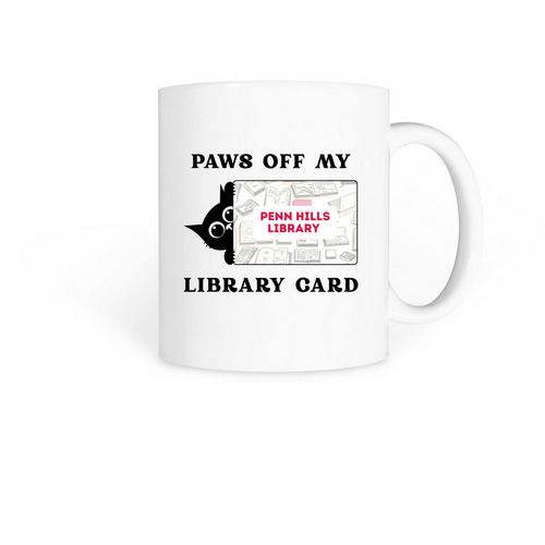 Paws Off My Library Card Mug, a White Coffee Mug