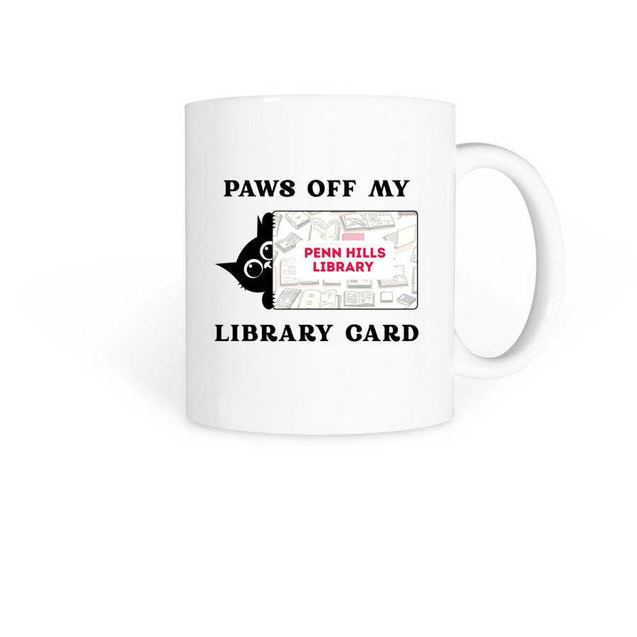 Paws Off My Library Card Mug, a White Coffee Mug
