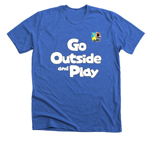 Go Outside and Play - Classic, a Heather True Royal Premium Unisex Tee