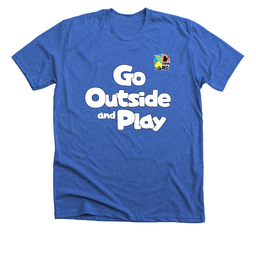 Go Outside and Play - Classic, a Heather True Royal Premium Unisex Tee