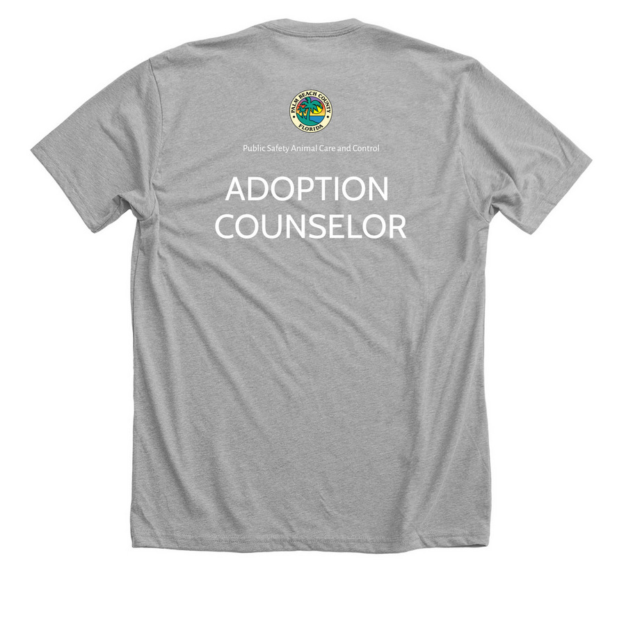ACC ADOPTION COUNSELOR- COLOR LOGO, a Athletic Heather Premium Unisex Tee (back-view)