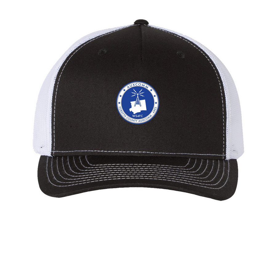 Official AuxComm Cap, a Black/ White Printed Five-Panel Trucker Cap