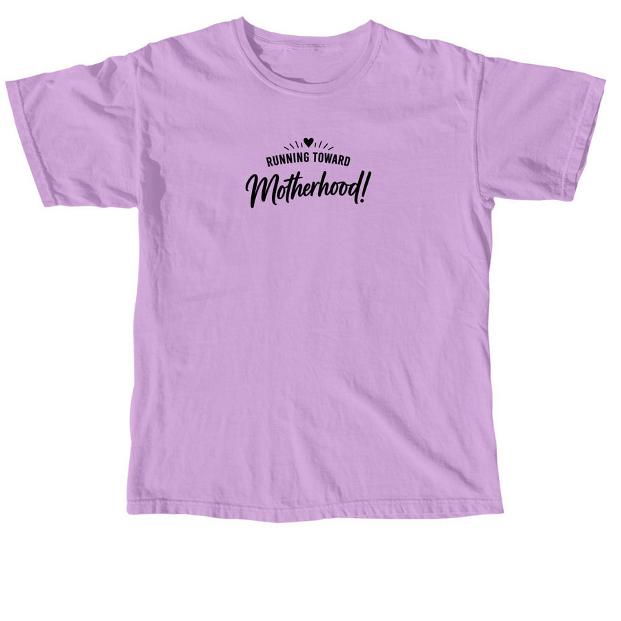 Running Toward Motherhood!, a Neon Violet Comfort Colors Unisex Tee