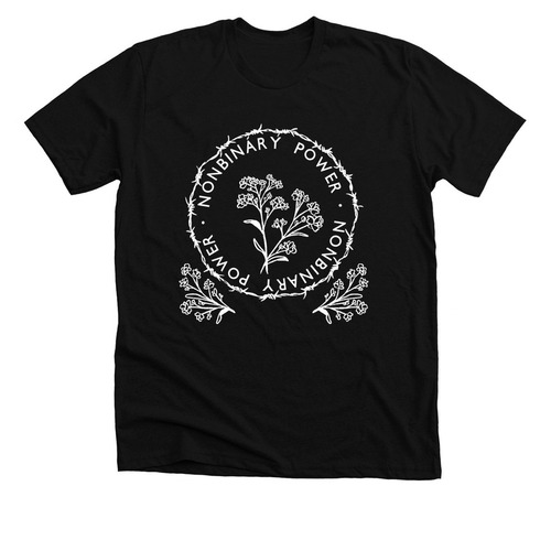 Nonbinary Power (White Text), a Solid Black Blend Premium Unisex Tee
