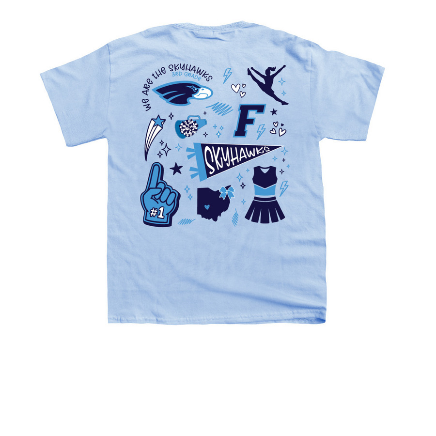 3rd Grade Cheer Team Shirt, a Light Blue Youth Unisex Tee (back-view)