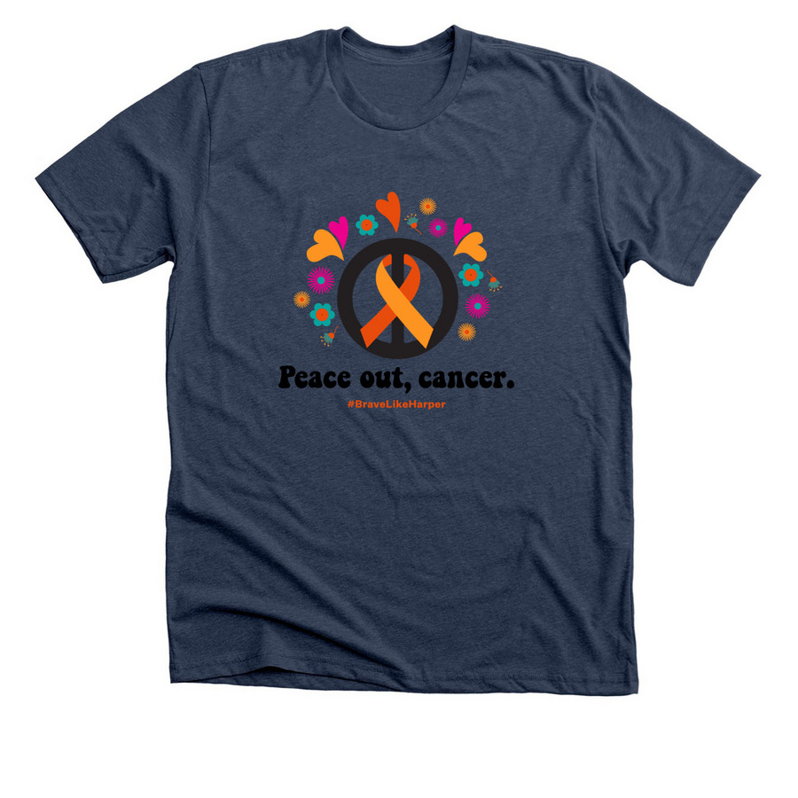 Peace Out, Cancer! is Back, a Heather Navy Premium Unisex Tee