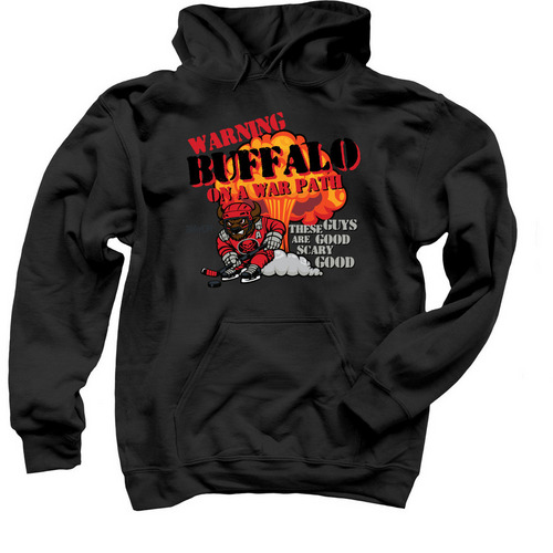 Buffalo on the War Path, a Black Pullover Hoodie