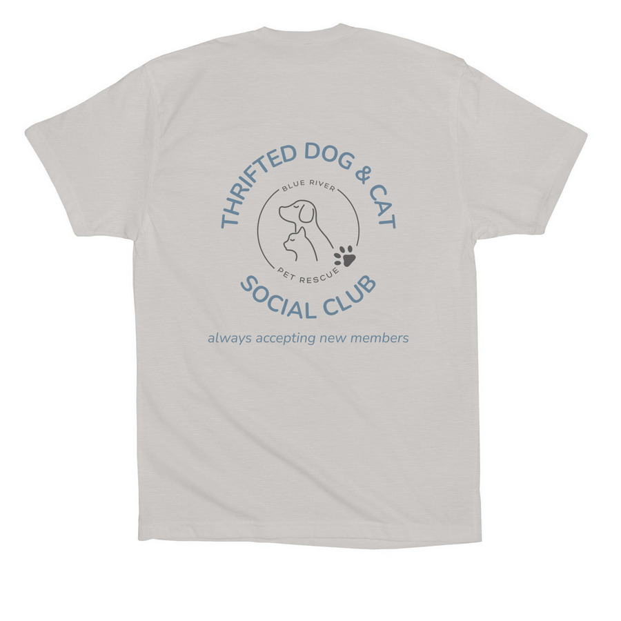 Thrifted Dogs & Cats Tops, a Solid Athletic Grey Premium Cotton Tee (back-view)
