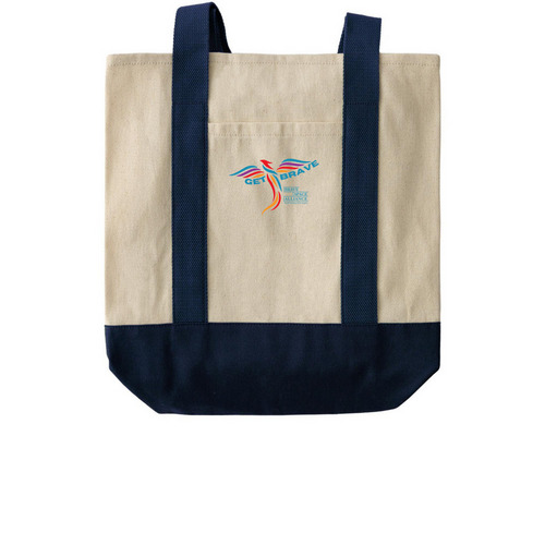 Get Brave Tote, a Natural/Navy Two-Tone Grocery Tote Bag