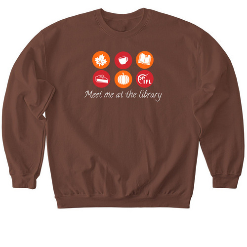 Meet me at the library, a Cocoa Softstyle Crewneck Sweatshirt