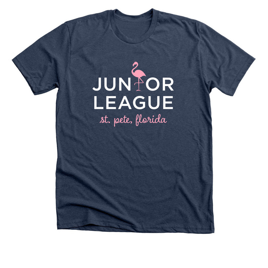 JLSP Pink Flamingo Tee&nbsp;, a Heather Navy Premium Unisex Tee