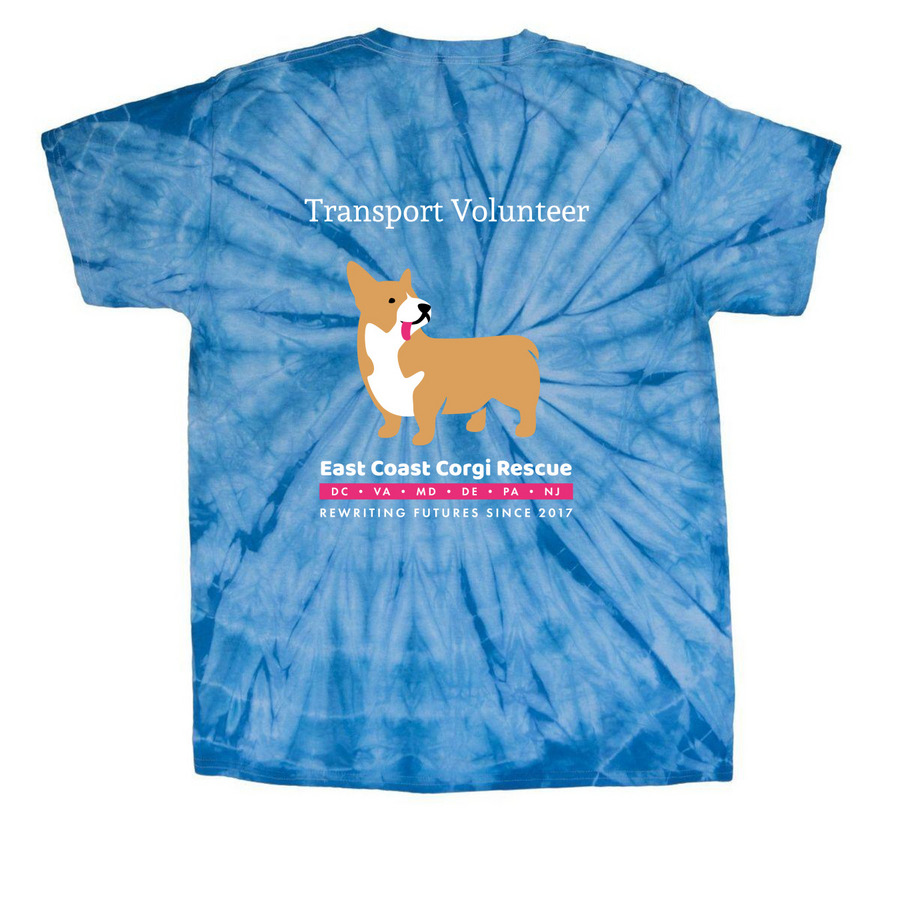 ECCR Transport Volunteer, a Baby Blue Classic Tie Dye Tee (back-view)