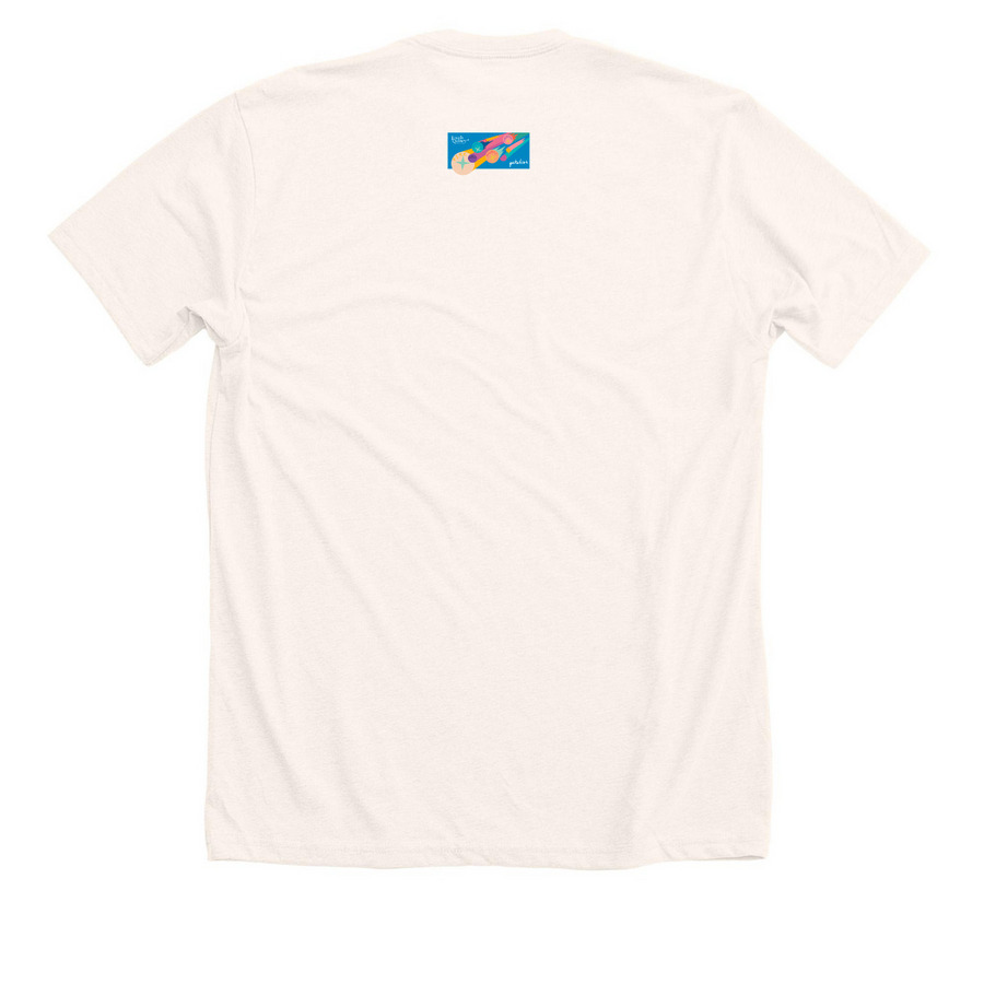 (ADULT TEE) A Canvas of Culture at JQES, a Heather Natural Premium Unisex Tee (back-view)