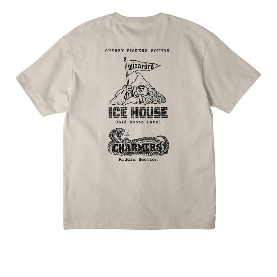 Cherry Pickers Sounds subsidiary label tee, a Dust Unisex Heavyweight Tee (back-view)