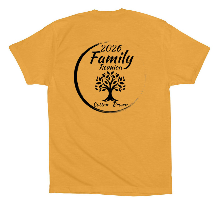 Cotton-Brown Family Reunion, a Mustard Premium Cotton Tee (back-view)