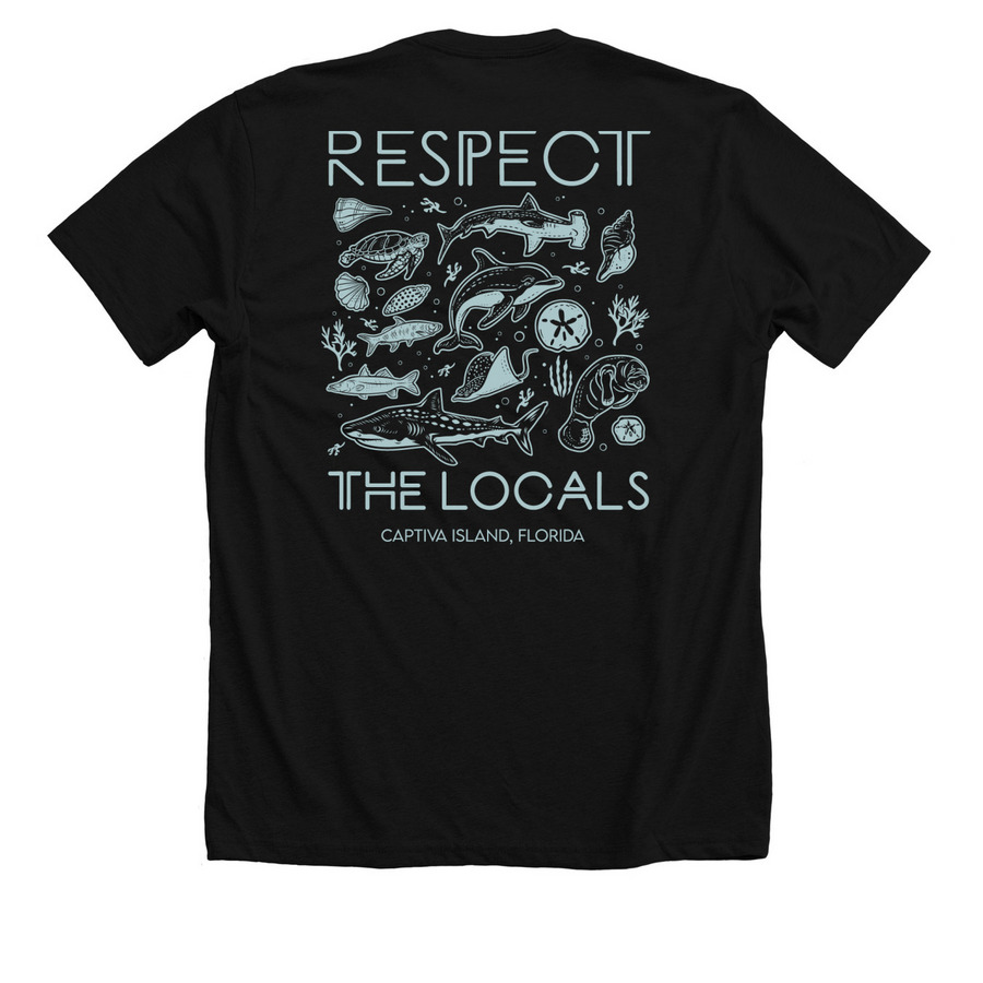 Florida - Respect the Locals, a Solid Black Blend Premium Unisex Tee (back-view)