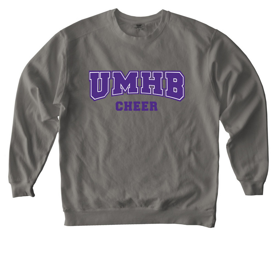 UMHB Cheer - Spirit Shirts Purple, a Grey Comfort Colors Crewneck Sweatshirt