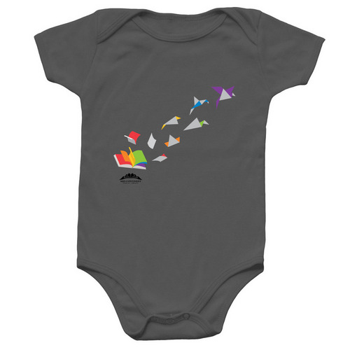 Library Lovers - Infants, a Charcoal Infant Onesie