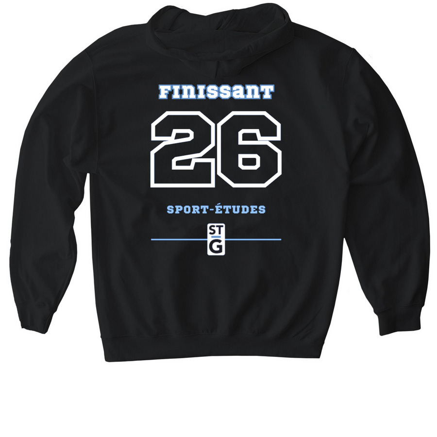 Saint-Gabriel Player Hoodie, a Black Gildan Softstyle Pullover Hoodie (back-view)