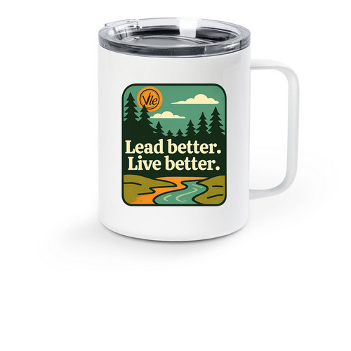 Lead Better. Live Better. Mug, a White Stainless Steel Travel Mug