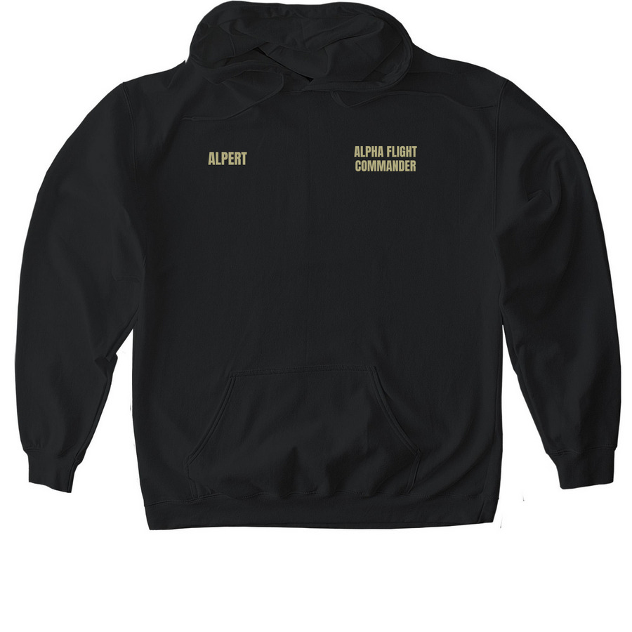 Alpha Flight Commander, a Black Gildan Softstyle Pullover Hoodie