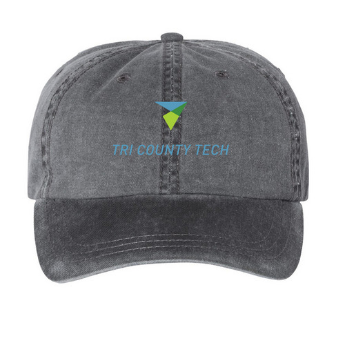 Printed TCT Logo Hat, a Black Printed Pigment Dye Baseball Cap