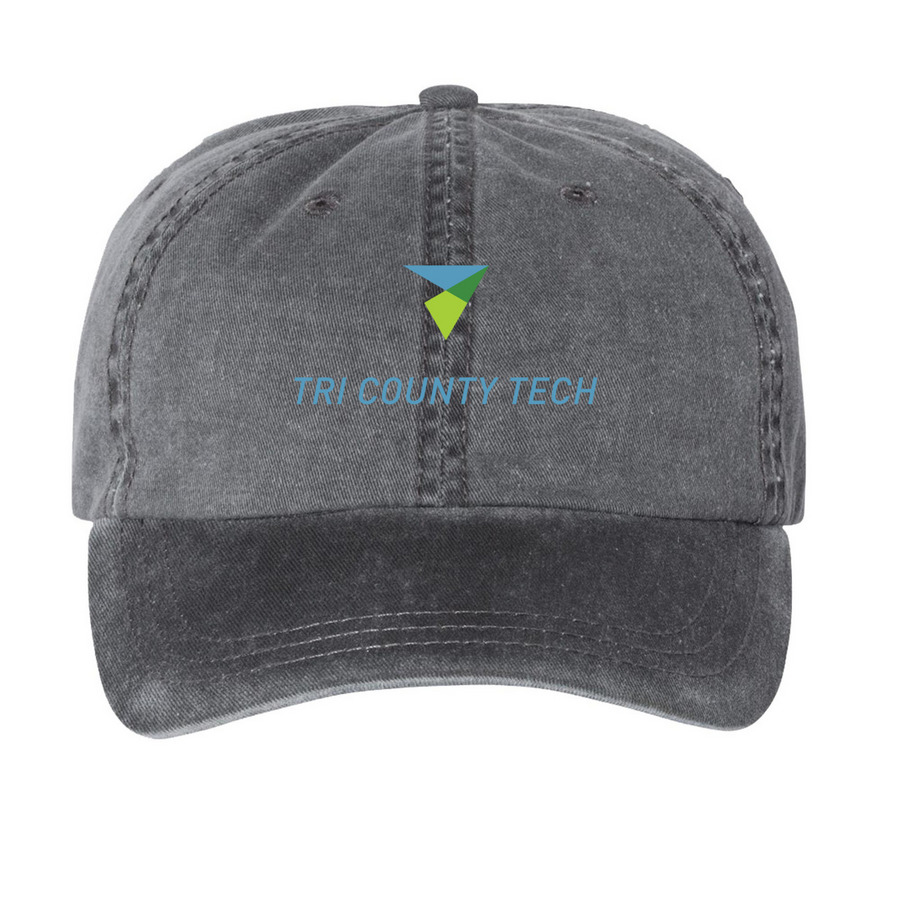 Printed TCT Logo Hat, a Black Printed Pigment Dye Baseball Cap