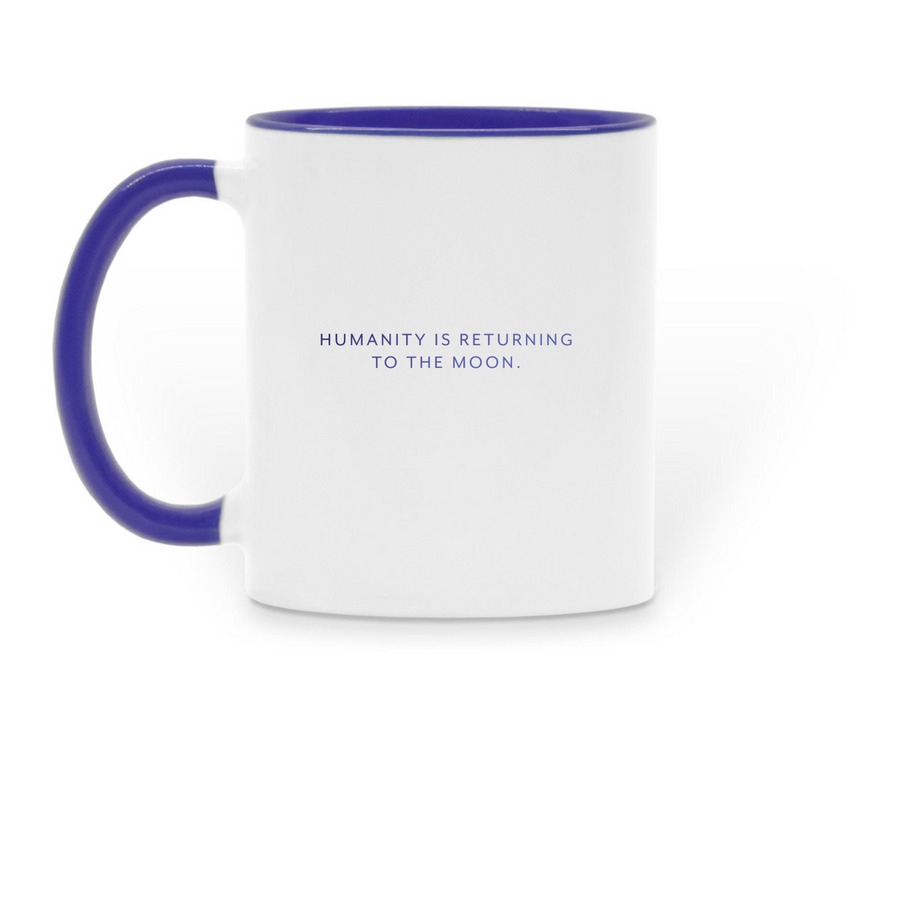 Open Lunar Mugs, a Dark Blue Two-Tone Ceramic Mug (back-view)