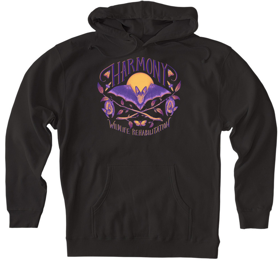 Save the Bats! (purple lettering), a Black Heavyweight Pullover Hoodie