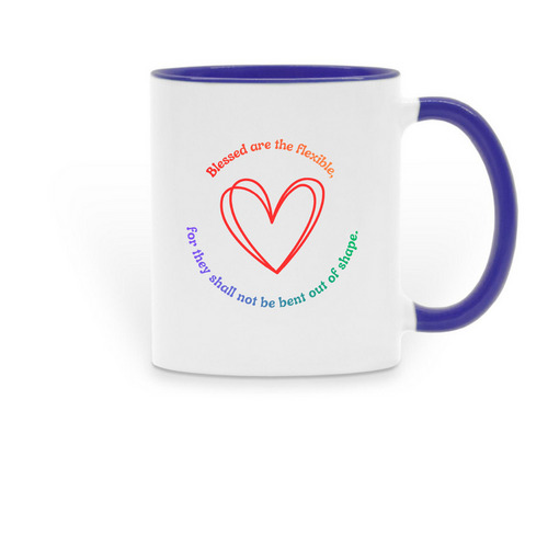 Blessed Are the Flexible, a Dark Blue Two-Tone Ceramic Mug